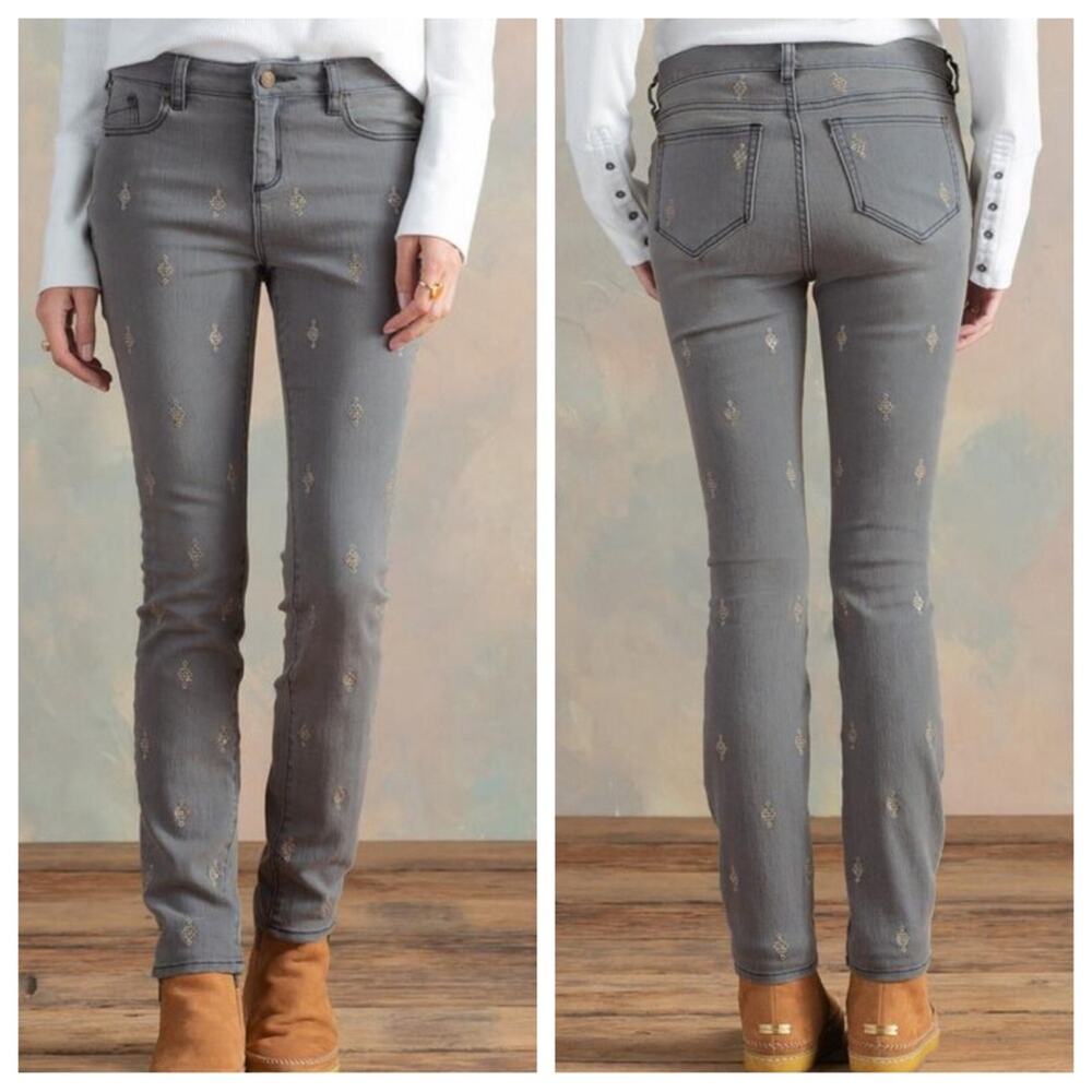 Sundance | Women’s Primrose Party Jeans Charcoal Grey Washed Sequins Glitter 27